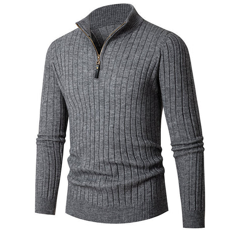 Vertical Bar Half Turtleneck Zipper